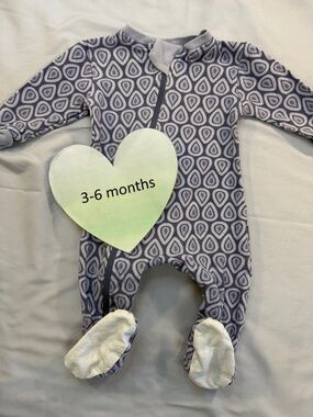 ZippyJamz Blue and Gray Geometric Footies with Front Zipper